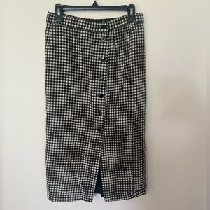 Gorgio Sant Angelo Gingham 100% Pure Wool Midi Button-down Skirt Size 12